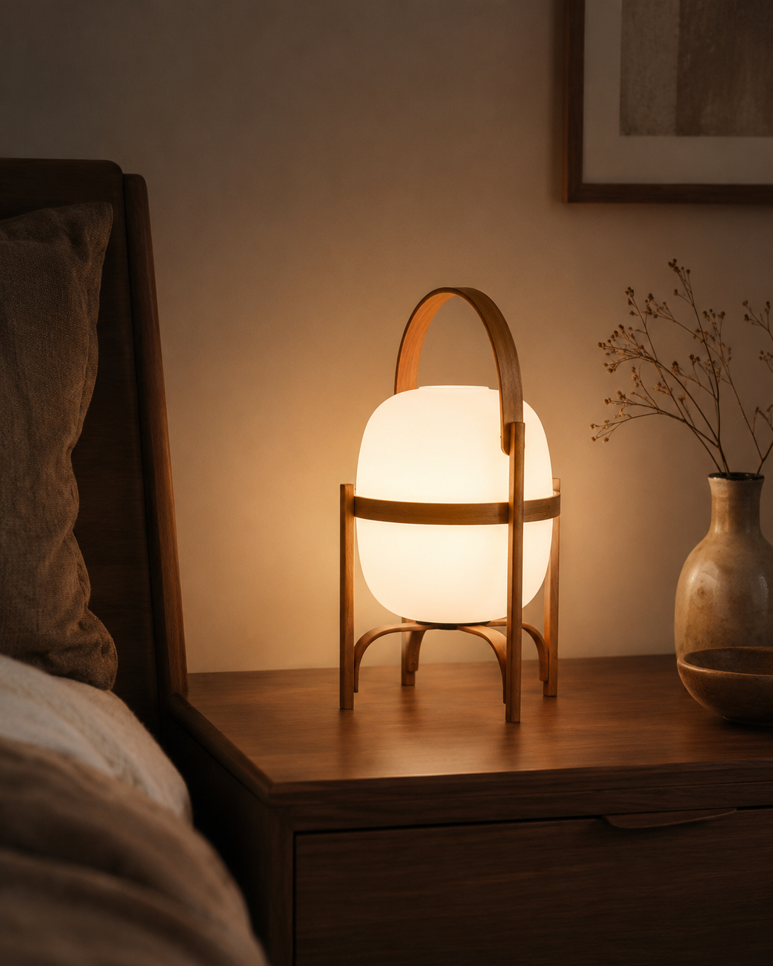 Linden Portable Lantern Glass Table Lamp