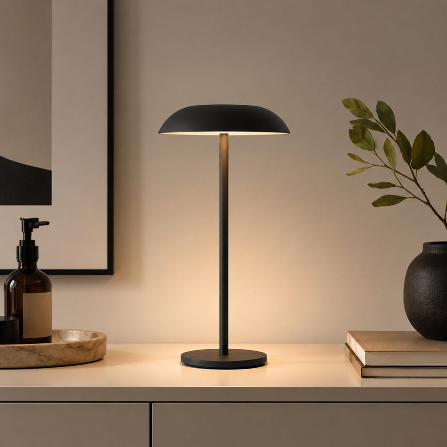 Sable Contemporary Minimal Rechargeable LED Table Lamp - counter lifestyle image for Comvilo lighting