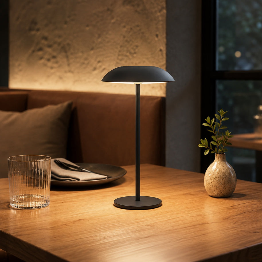 Sable Contemporary Minimal Rechargeable LED Table Lamp - indoor dining lifestyle image for Comvilo lighting