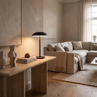 Sable Contemporary Minimal Rechargeable LED Table Lamp in a premium Comvilo lifestyle interior — carousel lifestyle image 1