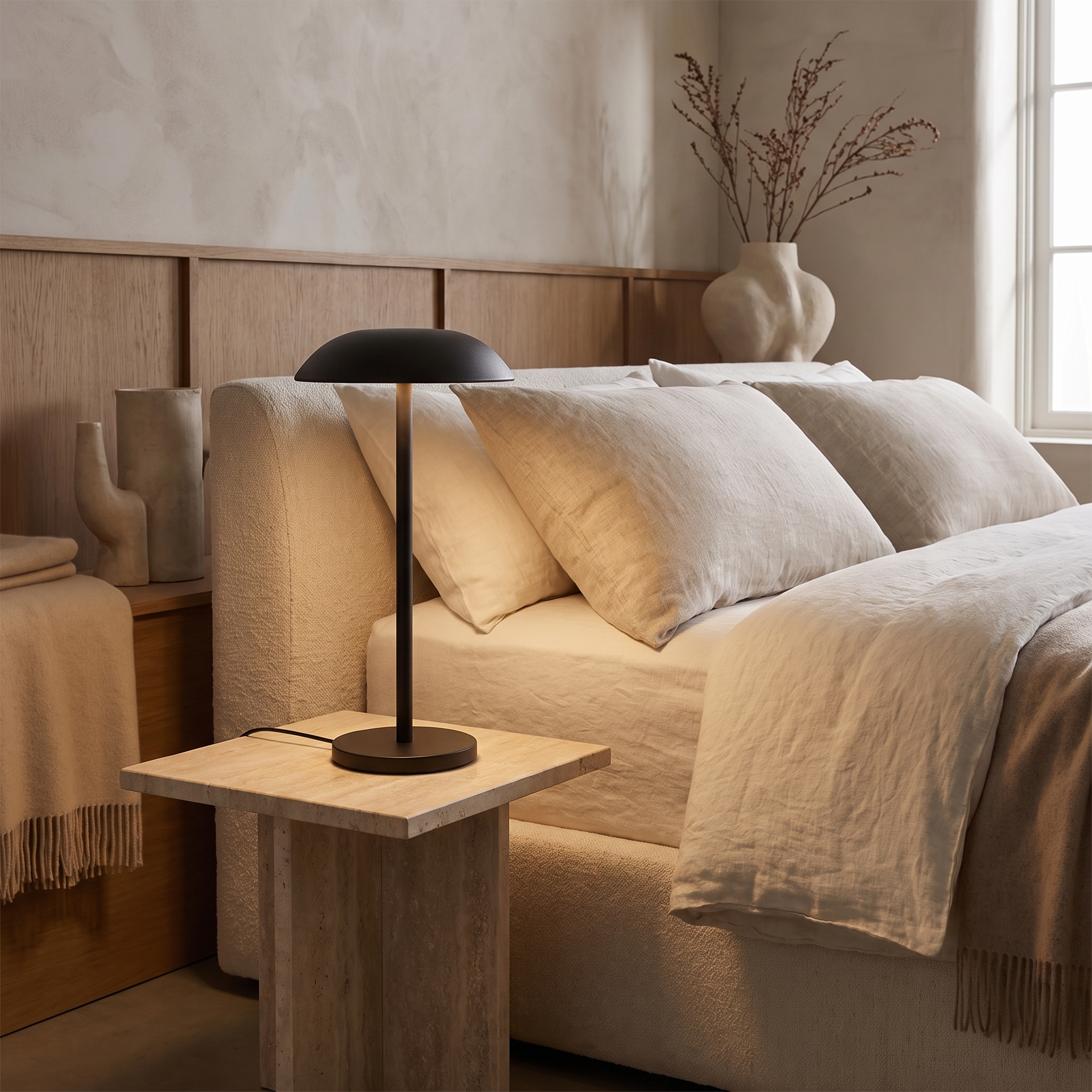 Sable Contemporary Minimal Rechargeable LED Table Lamp in a premium Comvilo lifestyle interior — carousel lifestyle image 2