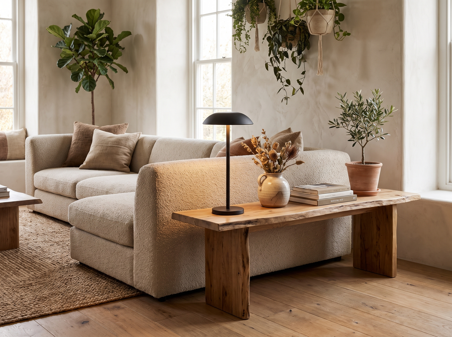 Sable Contemporary Minimal Rechargeable LED Table Lamp &mdash; Organic Luxury