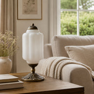 Eloise Vintage Glass Table Lamp - living room console lifestyle image for Comvilo lighting
