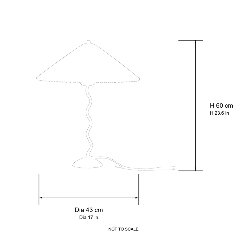 Ondine Pleated Table Lamp sizing diagram