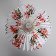 The floral pleated shade seen from directly above.