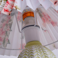 Close view under the shade showing the bulb holder and switch.