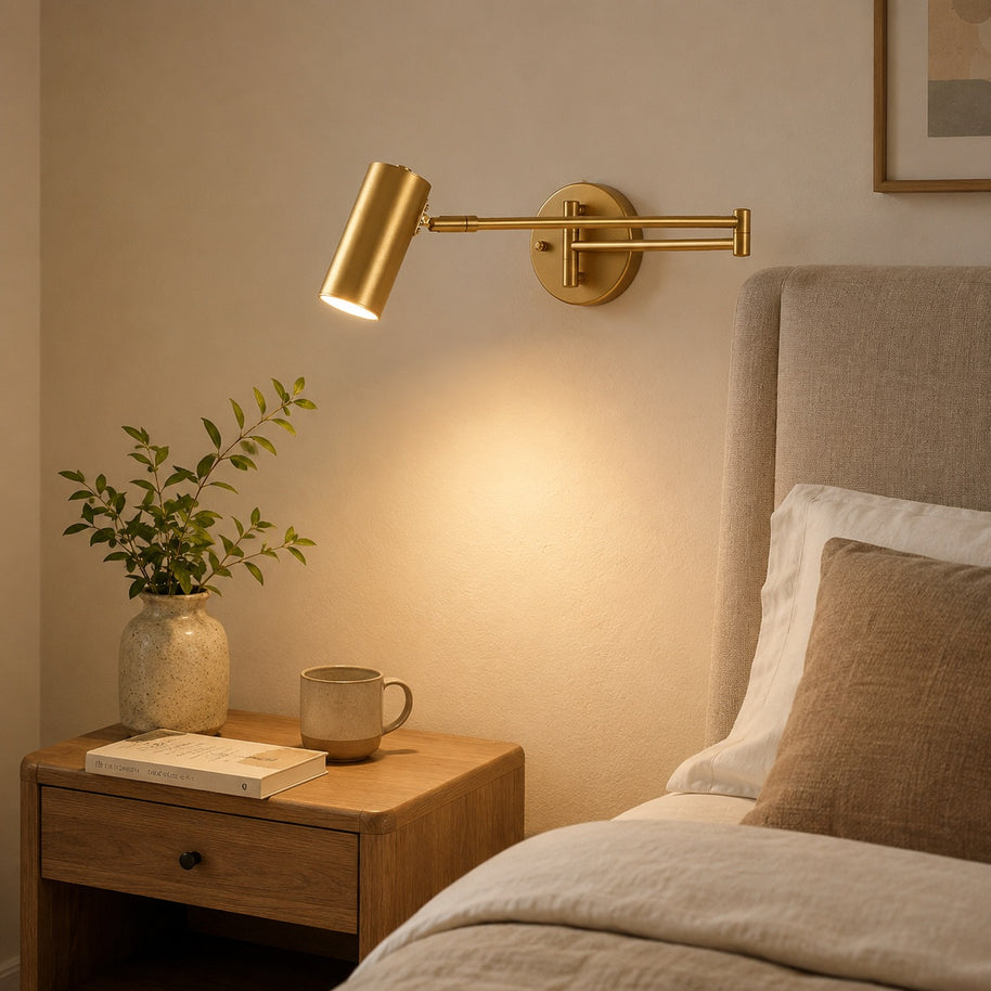 Marlow Arc Swing Wall Sconce - scale and placement image for Comvilo lighting