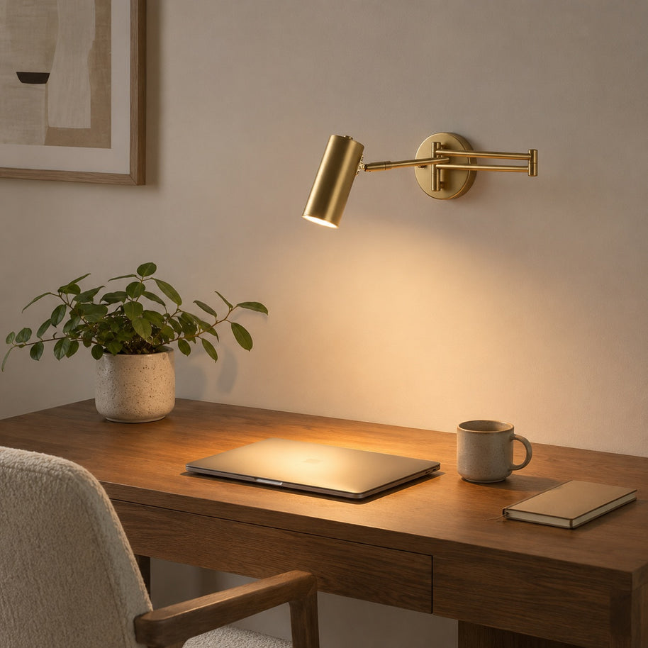 Marlow Arc Swing Wall Sconce - desk light lifestyle image for Comvilo lighting