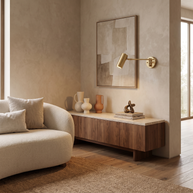 Marlow Arc Swing Wall Sconce in a premium Comvilo lifestyle interior — carousel lifestyle image 1