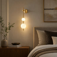 Solenne Vertical Globe Wall Light - scale and placement image for Comvilo lighting