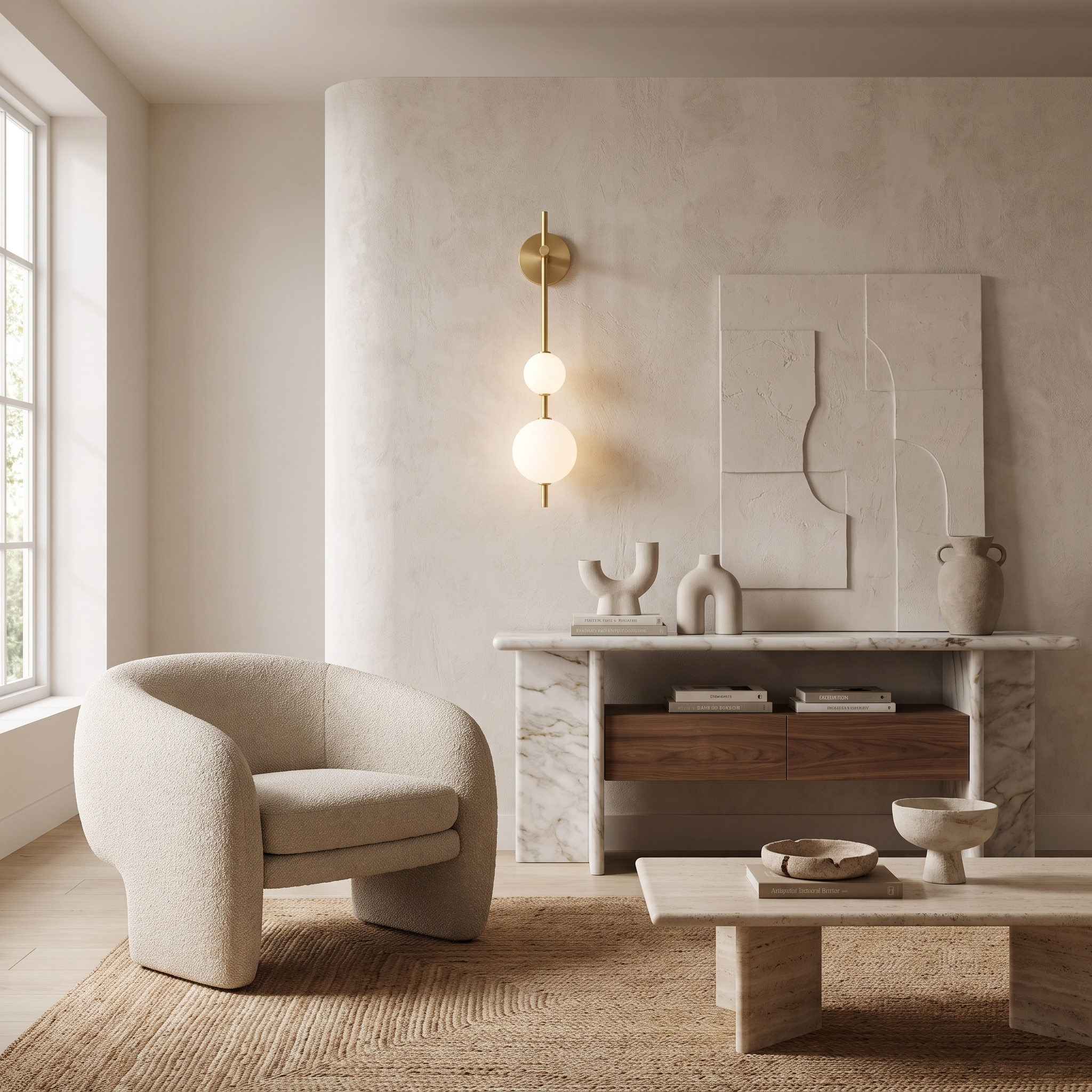 Solenne Vertical Globe Wall Light in a premium Comvilo lifestyle interior — carousel lifestyle image 1