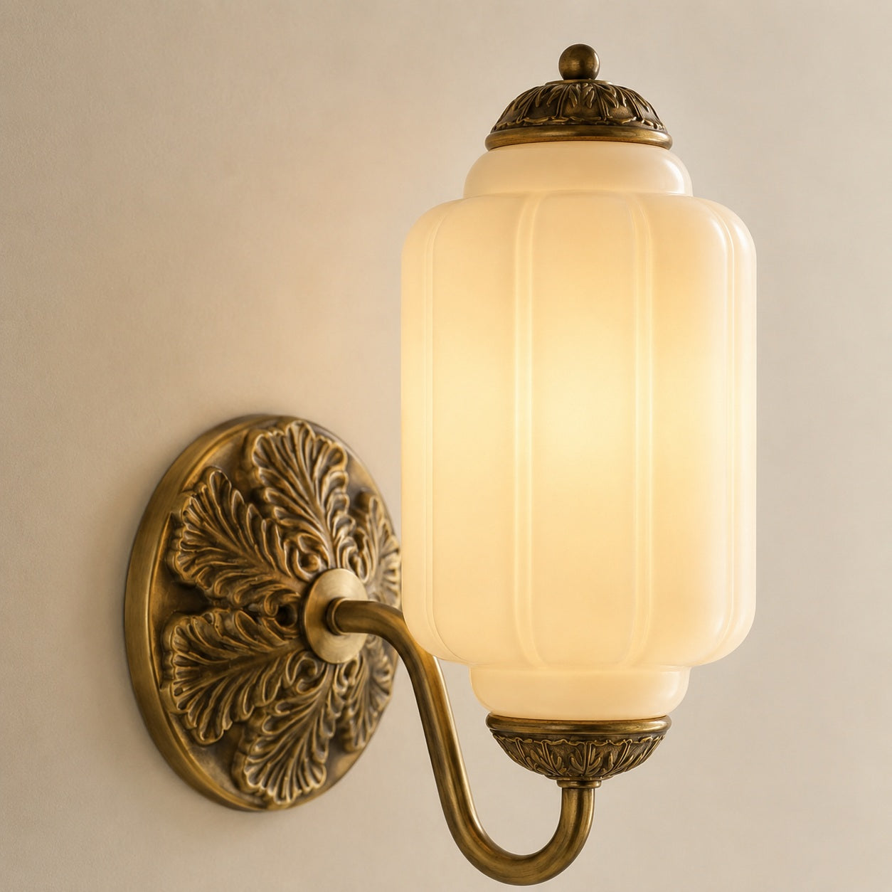 Bellemont Milk Glass Wall Sconce - material close-up detail image for Comvilo lighting