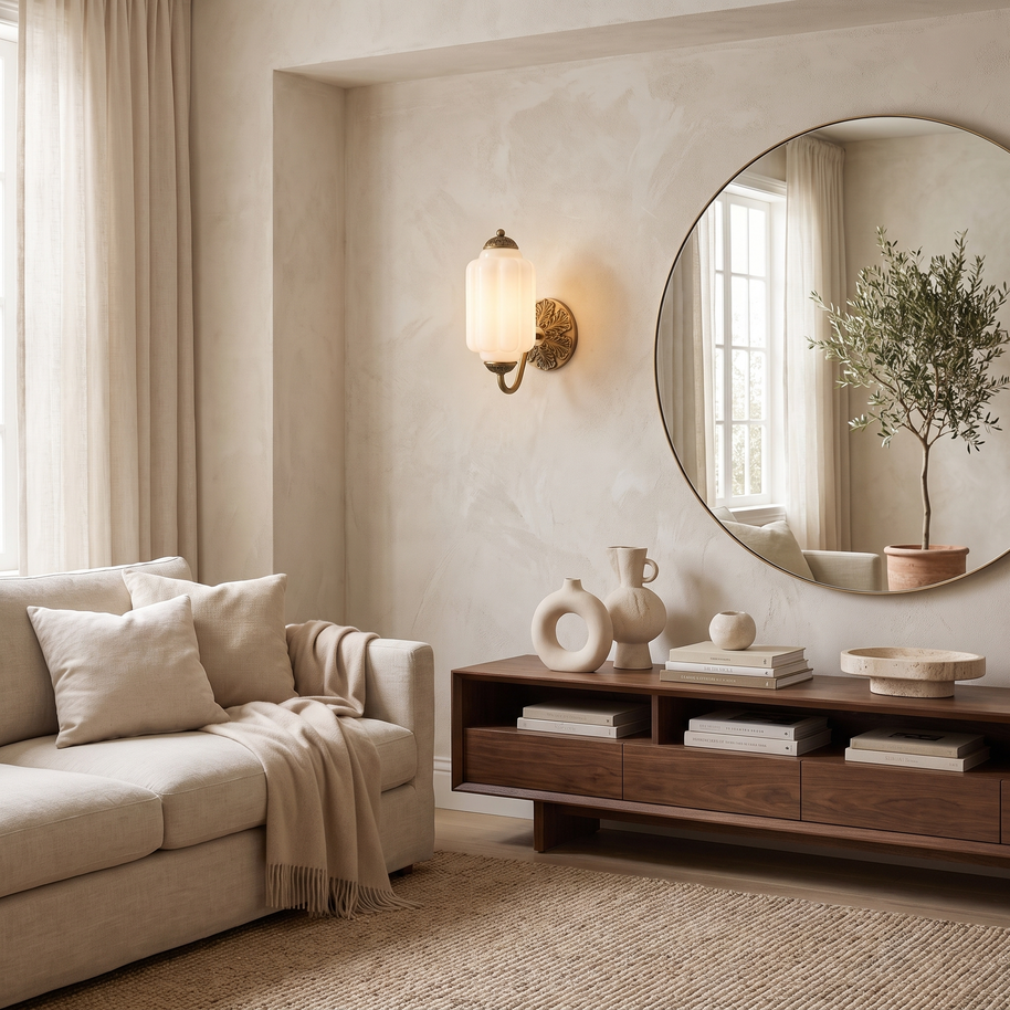 Bellemont Vintage Glass Wall Sconce in a premium Comvilo lifestyle interior — carousel lifestyle image 1
