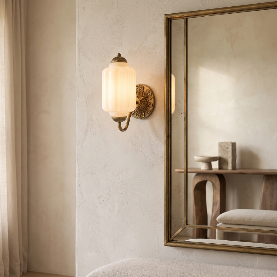 Bellemont Vintage Glass Wall Sconce in a premium Comvilo lifestyle interior — carousel lifestyle image 2