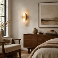 Celestine Alabaster Oblong Wall Sconce - wide lifestyle room image for Comvilo lighting