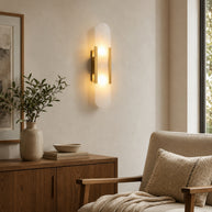 Celestine Alabaster Oblong Wall Sconce - living room lifestyle image for Comvilo lighting