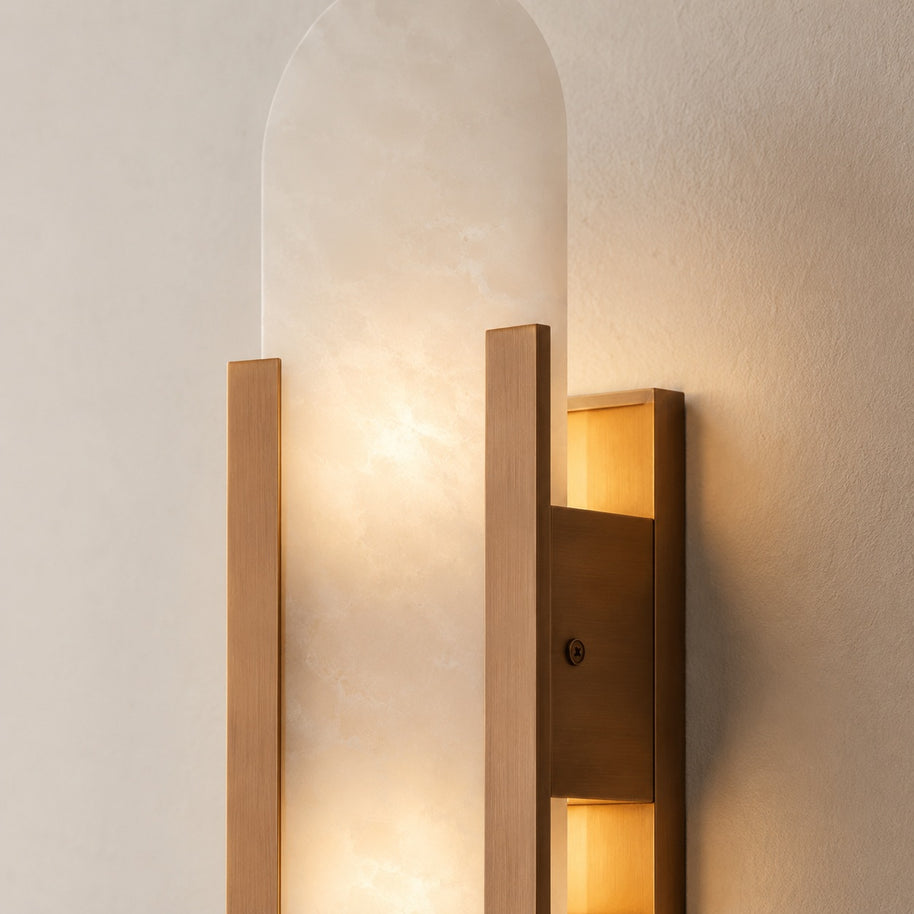 Celestine Alabaster Oblong Wall Sconce - material close-up detail image for Comvilo lighting