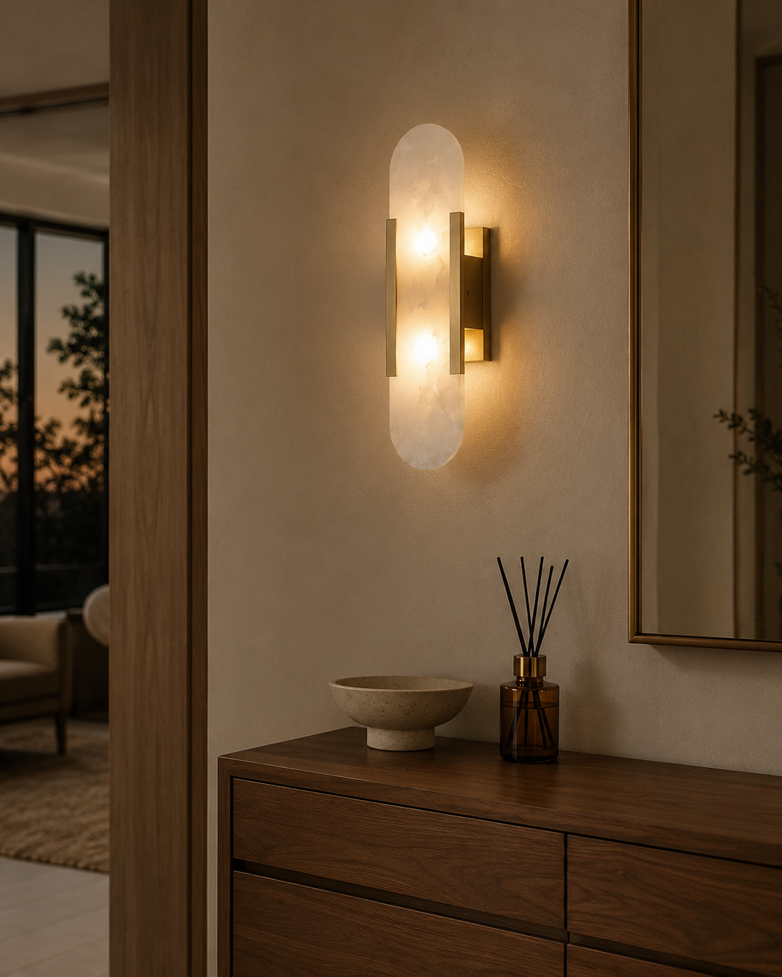 Celestine Alabaster Oblong Wall Sconce