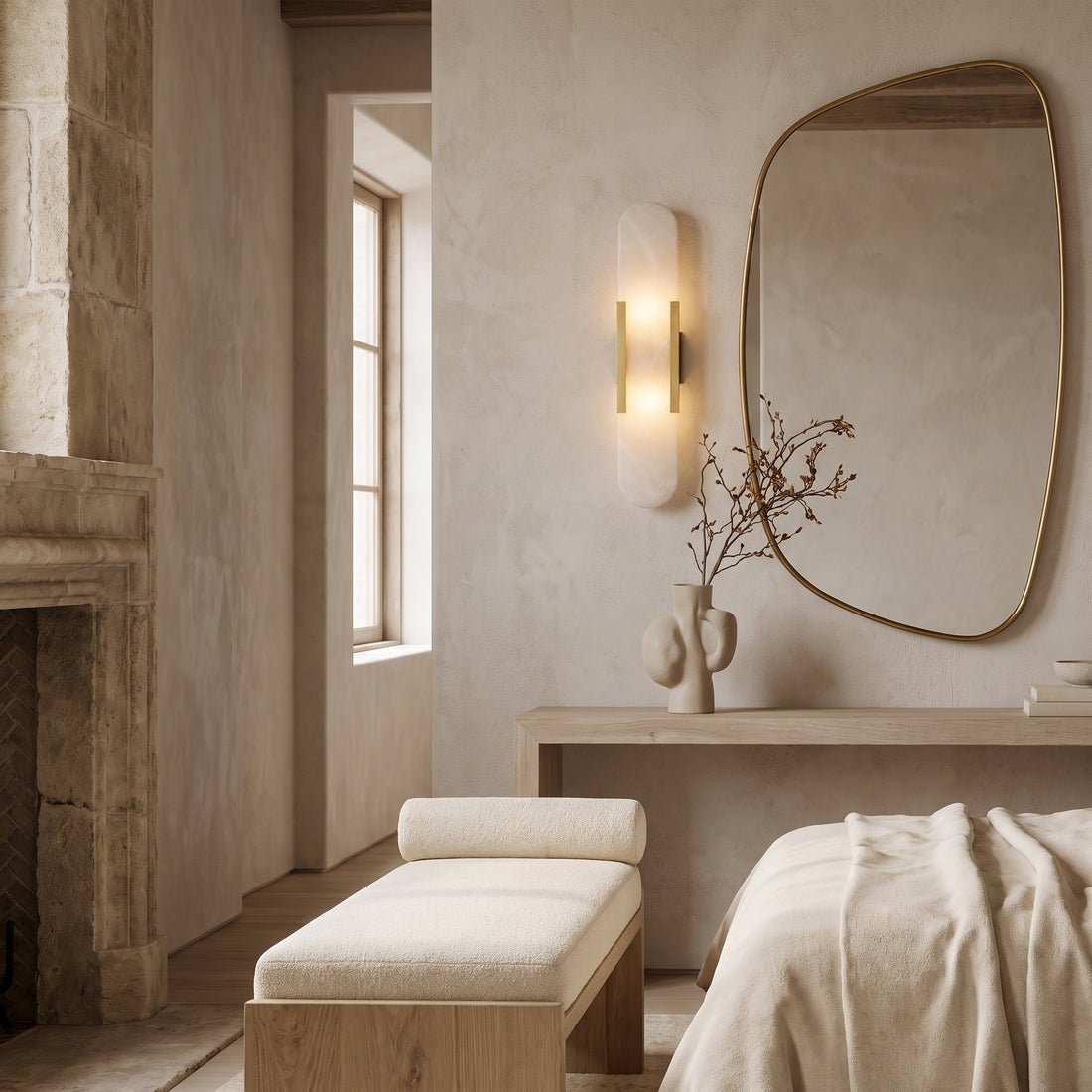 Celestine Alabaster Oblong Wall Sconce