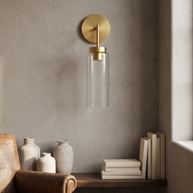 Aveline Art Glass Wall Sconce in Gold and Clear, portrait product view