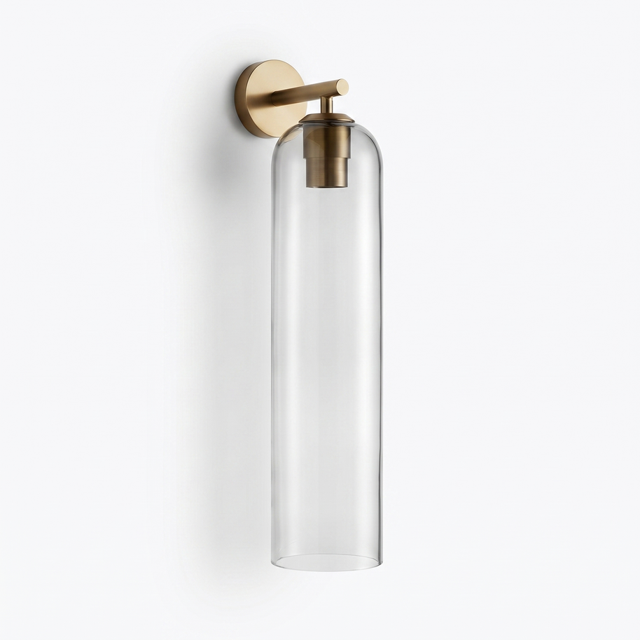 Aveline Art Glass Wall Sconce in Gold and Clear, secondary full-product view