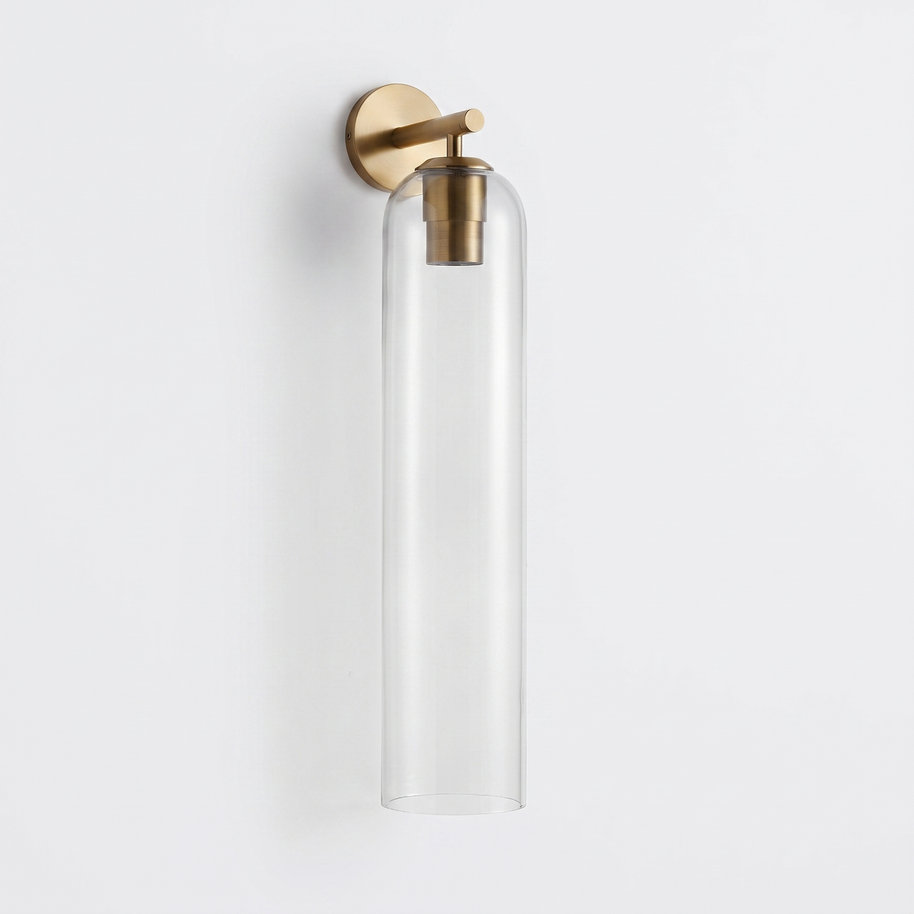 Aveline Art Glass Wall Sconce in Gold and Clear, detail view