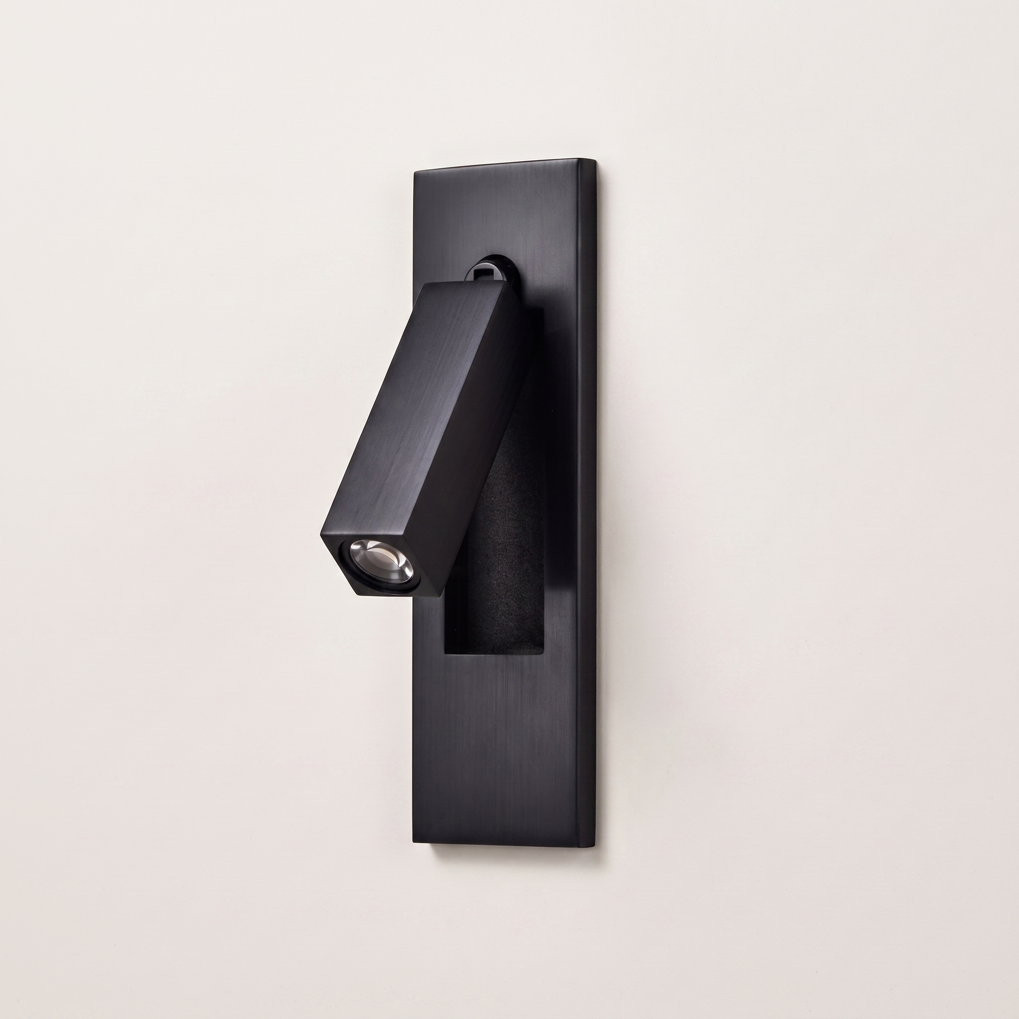 Valen Recessed Bedside Wall Sconce, primary product image, Matt Black, hidden switch