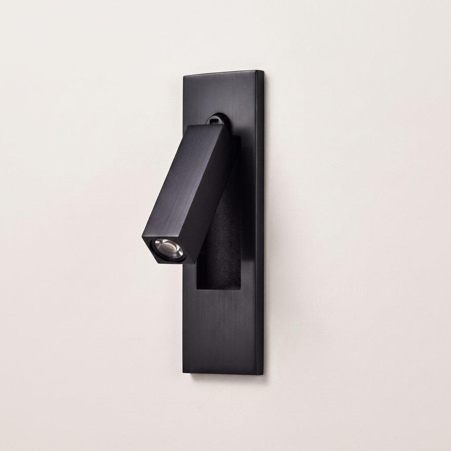 Valen Recessed Bedside Wall Sconce, primary product image, Matt Black, hidden switch