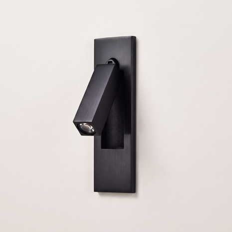 Valen Recessed Bedside Wall Sconce, primary product image, Matt Black, hidden switch