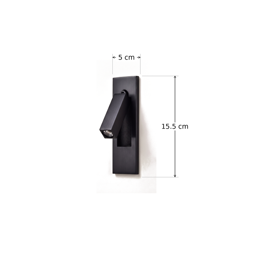 Valen Recessed Bedside Wall Sconce dimension diagram, 5 cm by 15.5 cm