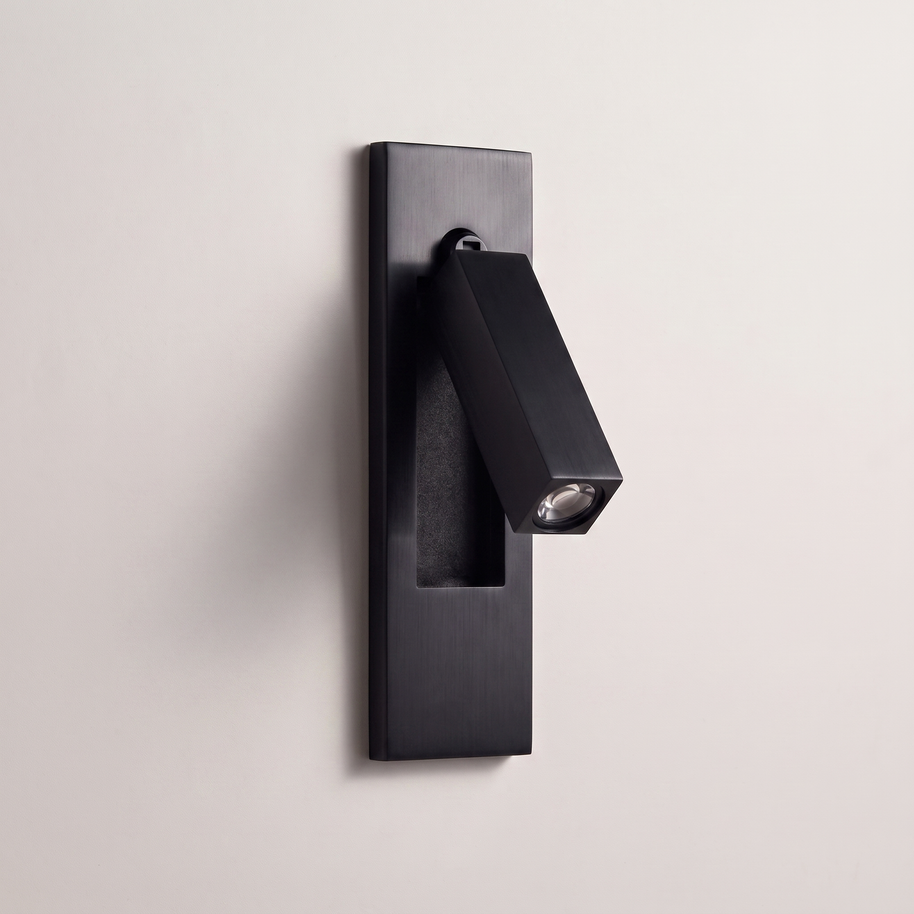 Valen Recessed Bedside Wall Sconce, Matt Black finish detail
