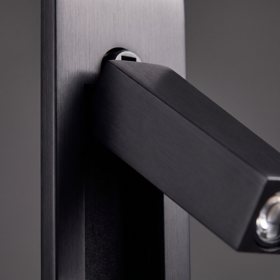Valen Recessed Bedside Wall Sconce, material and pivot detail macro