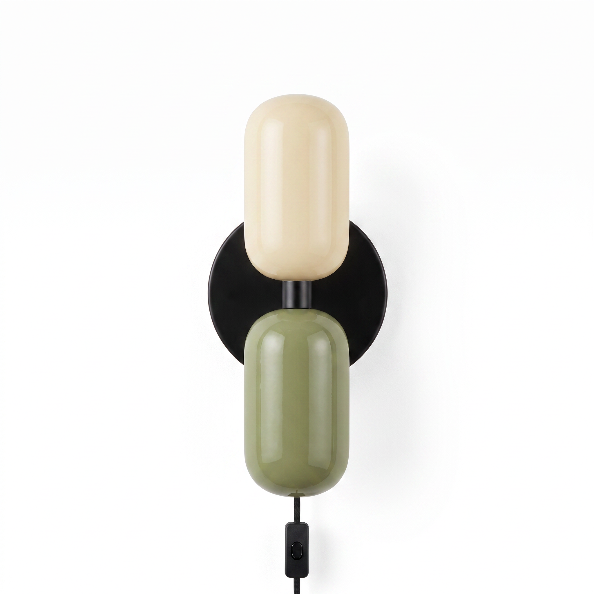 Couleur Double Plug-In Wall Lamp in Beige and Green, primary full-product view