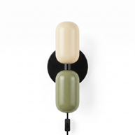 Couleur Double Plug-In Wall Lamp in Beige and Green, primary full-product view