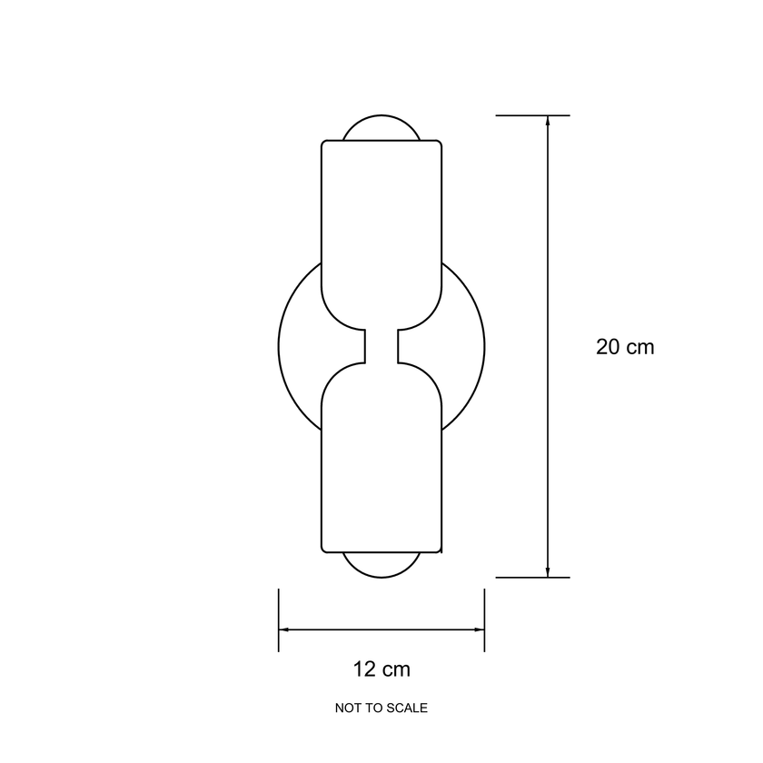Couleur Double Plug-In Wall Lamp dimension diagram, W 12 cm x H 20 cm (W 4.7 in x H 7.8 in)