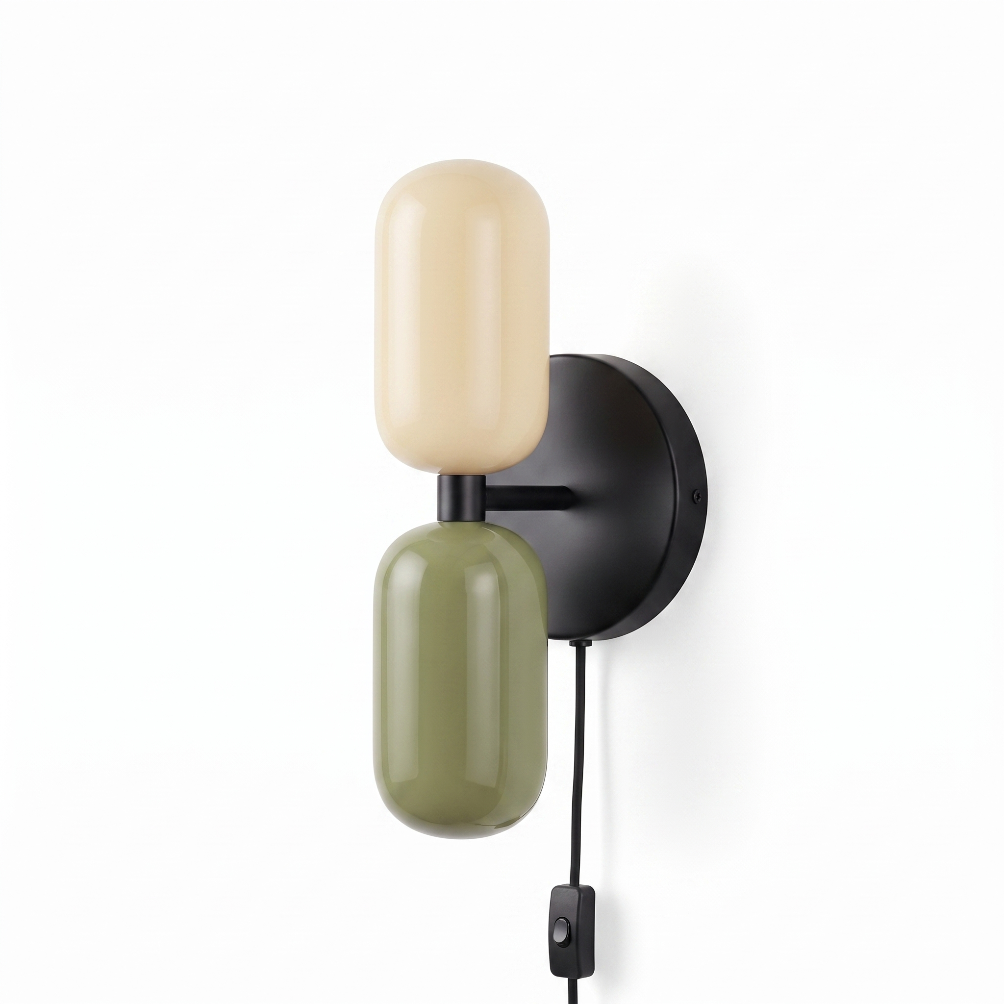 Couleur Double Plug-In Wall Lamp in Beige and Green, detail view