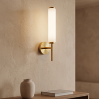 Brindisi Wall Sconce in Brass and White, portrait product view