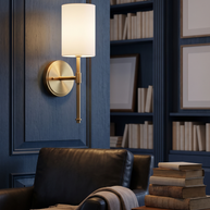 Brindisi Wall Sconce in Brass and White, portrait product view