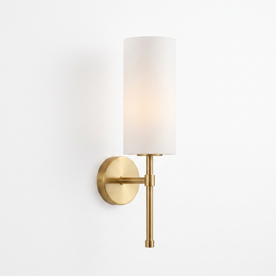 Brindisi Wall Sconce in Brass and White, primary full-product view