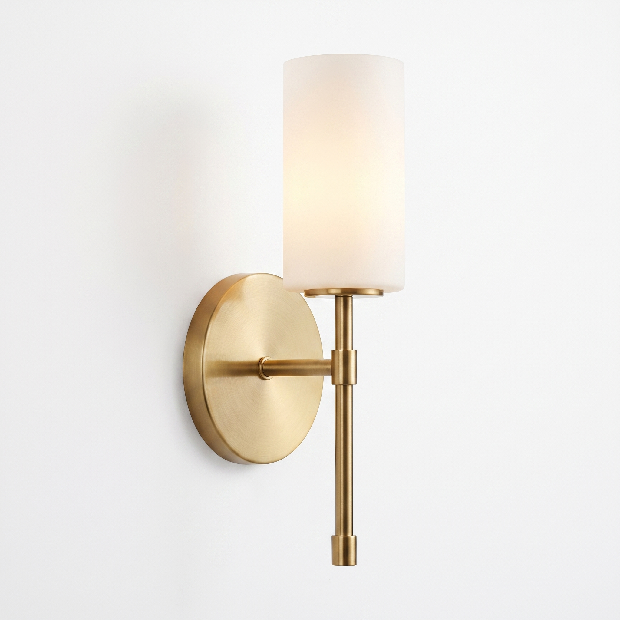 Brindisi Wall Sconce in Brass and White, secondary full-product view
