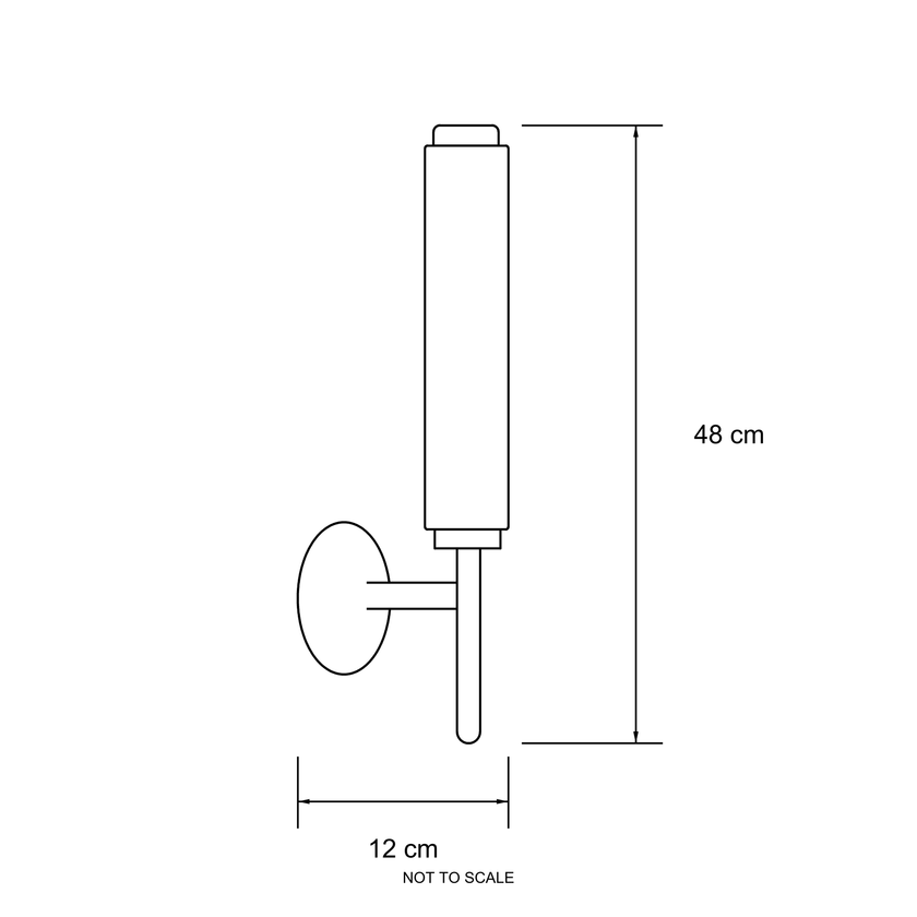 Brindisi Wall Sconce dimension diagram, W 12 cm x H 48 cm