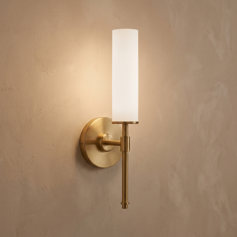 Brindisi Wall Sconce in Brass and White, additional product view