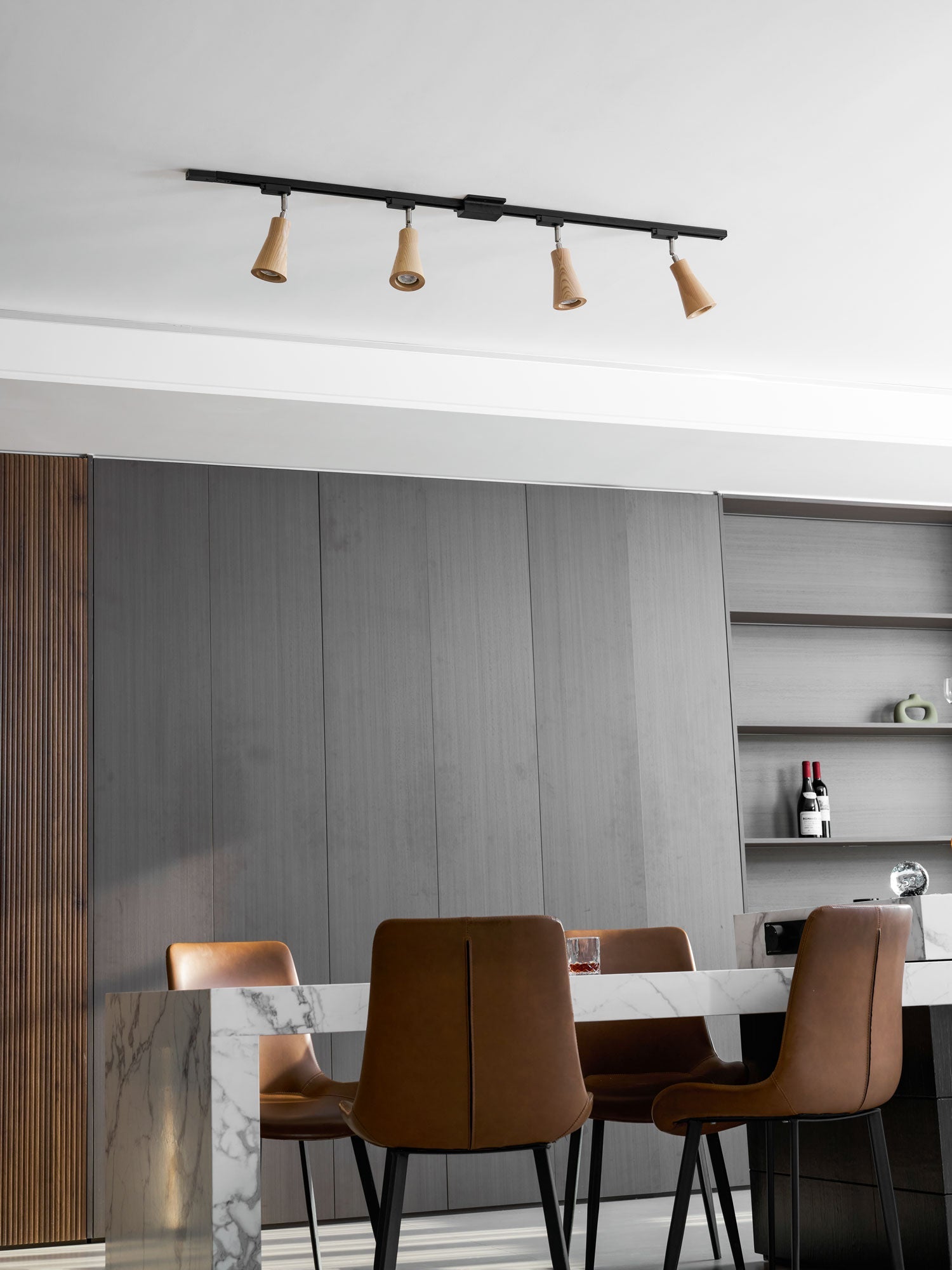 Wood Track Ceiling Lamp
