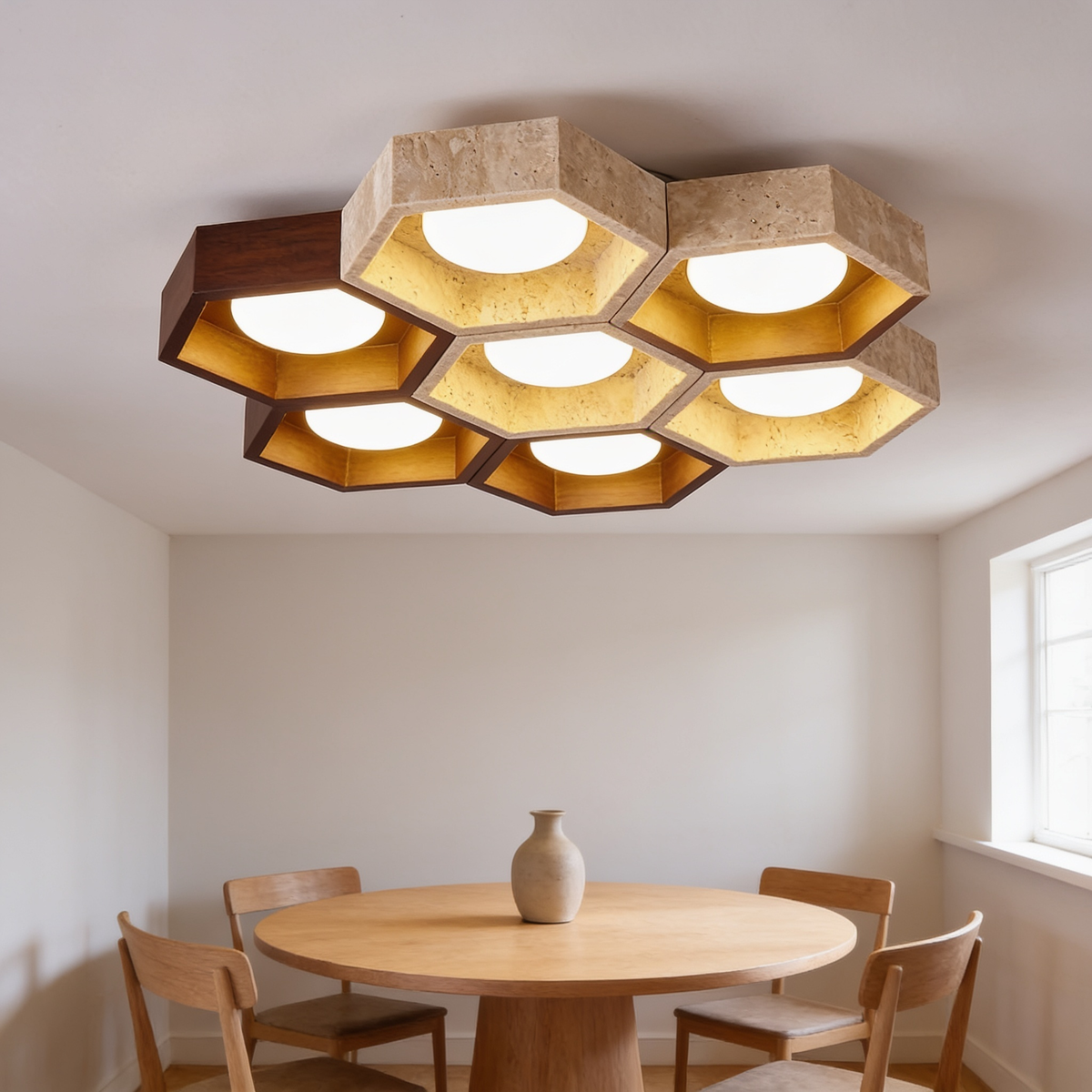 Alveola Honeycomb Travertine Ceiling Light – image 28