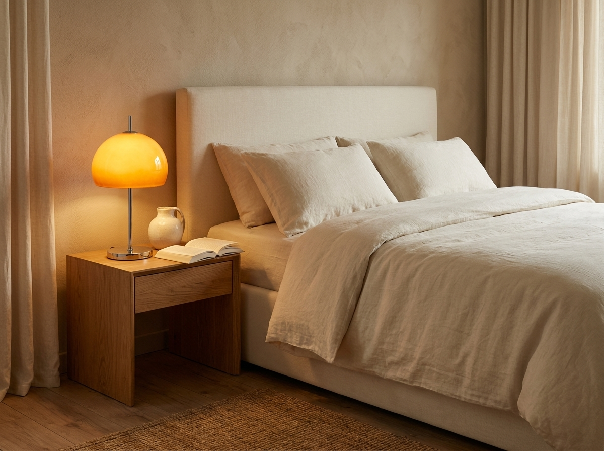 Aurelia Bauhaus Mushroom Retro Glass Table Lamp in a styled room