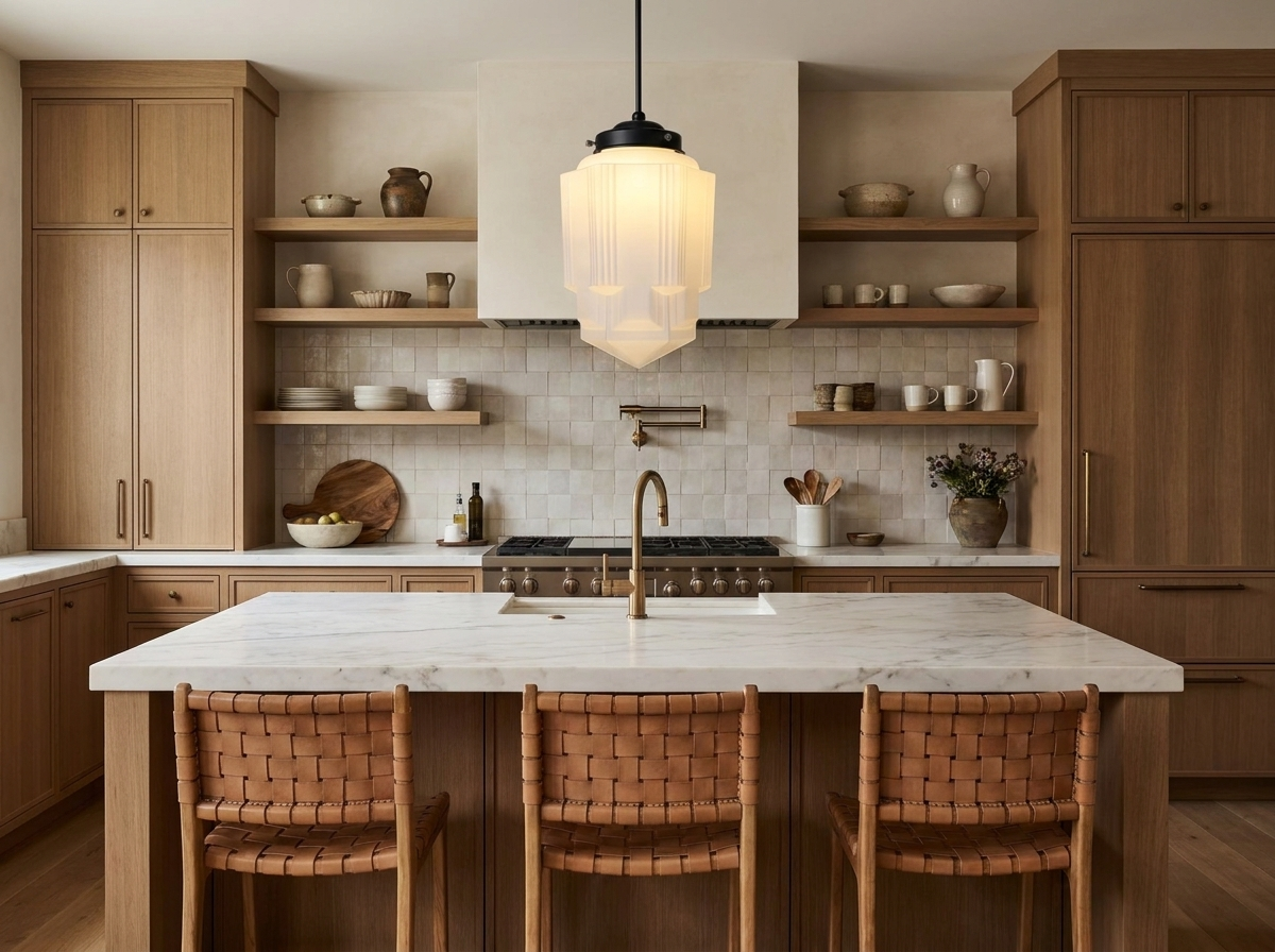 Bellamy Vintage White Milk Glass Geometric Jar Pendant Light