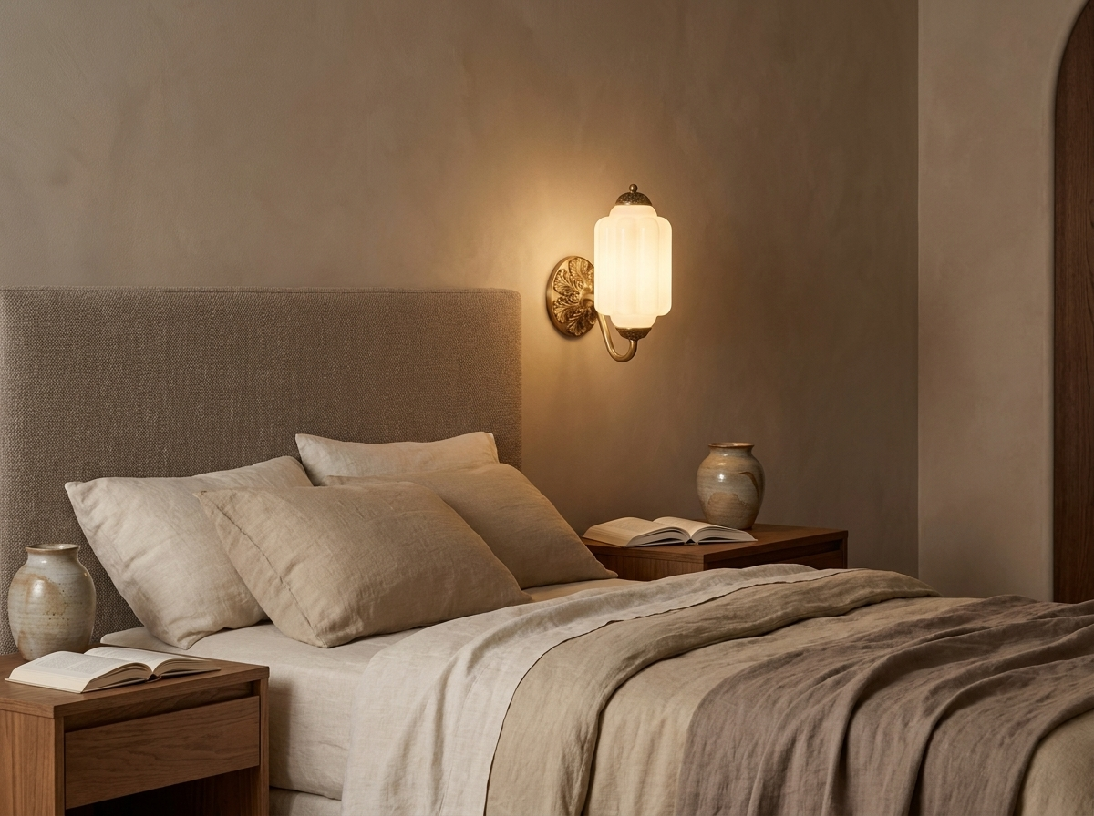 Bellemont Vintage Glass Wall Sconce in a styled room