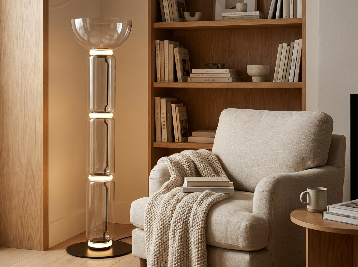 Clarion Bamboo Glass Floor Lamp