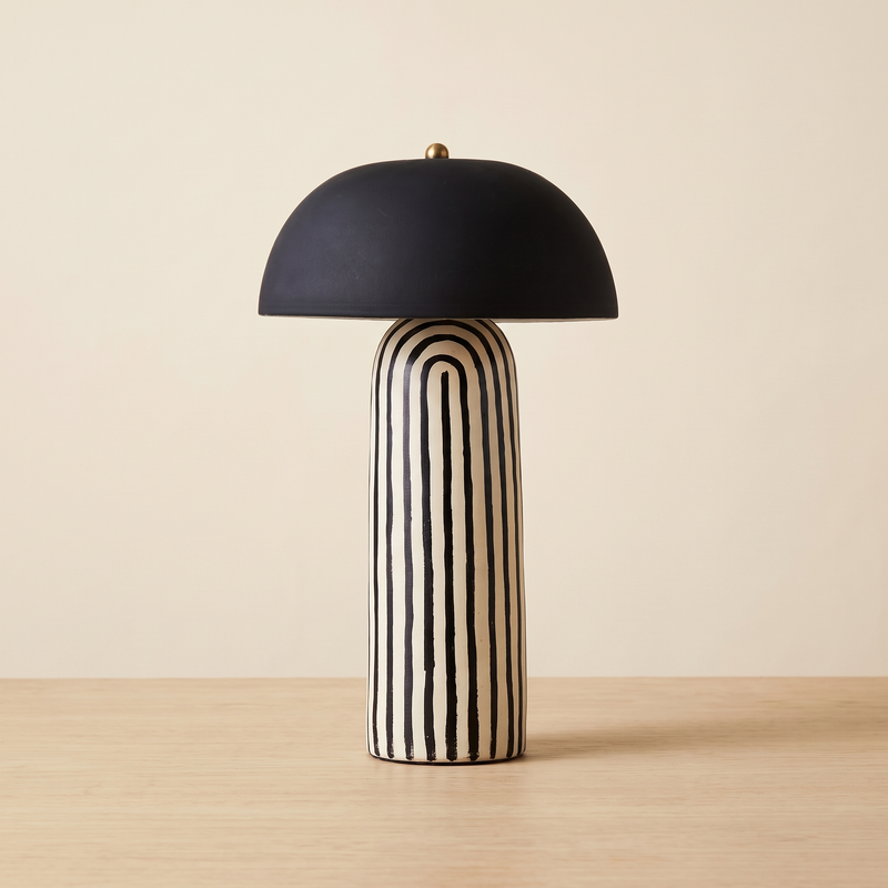 Linvera Striped Ceramic Table Lamp
