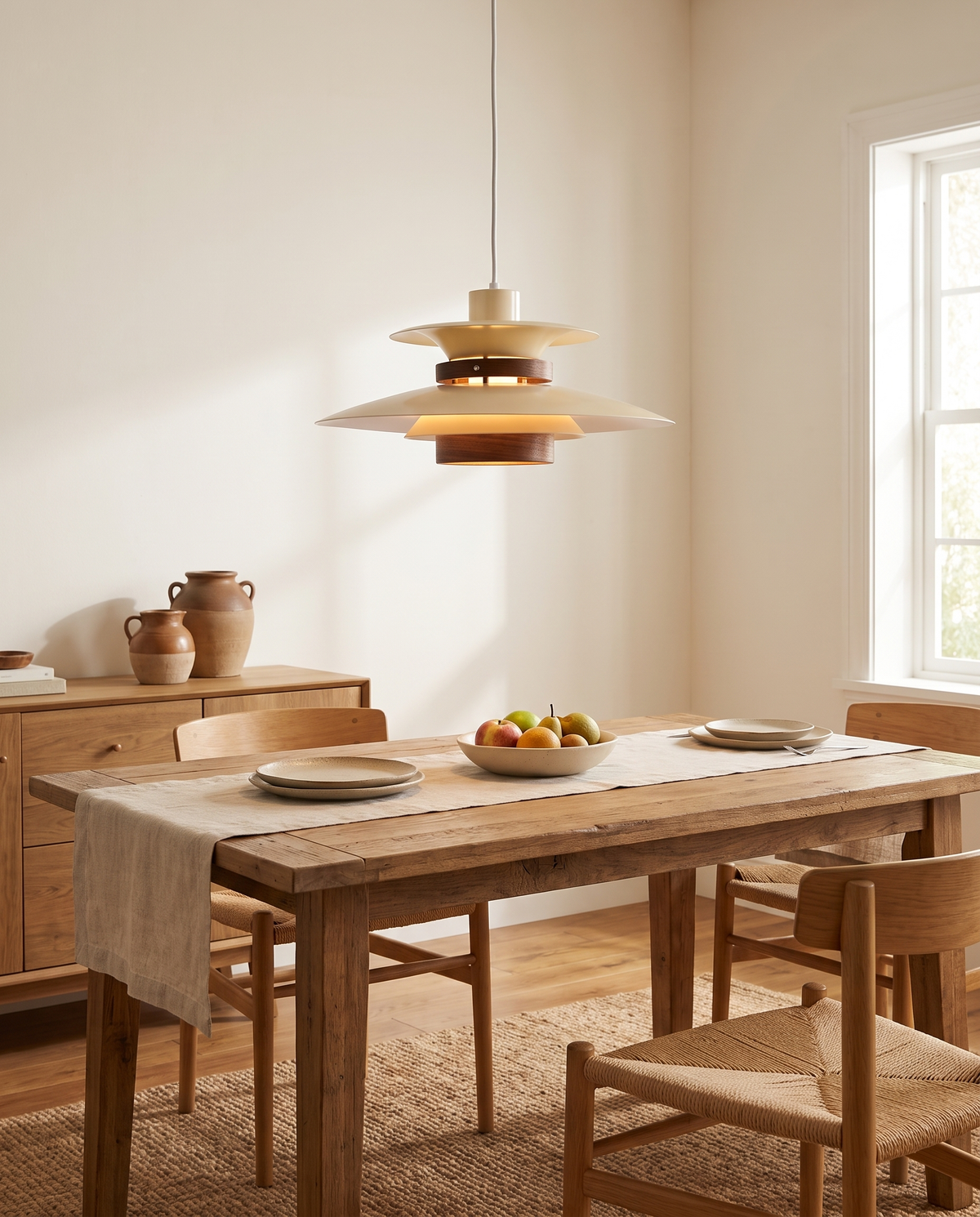 Velcor Layered Pendant Light in a dining room in soft daylight